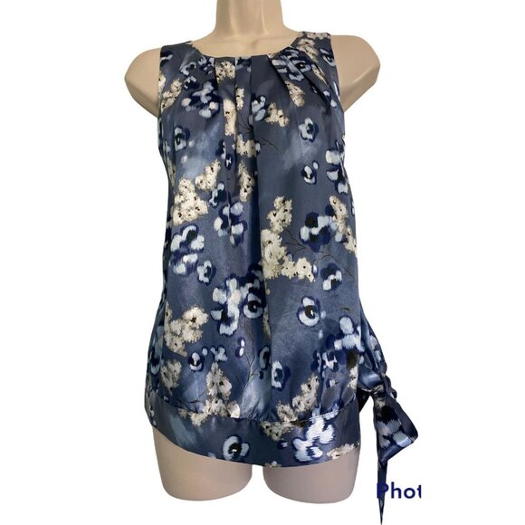 Apt. 9 Tops - APT 9 Women's PXL sleeveless side tie tank Floral print blue and white polyester